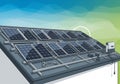 A digital illustration of a rooftop solar panel installation. Several solar panels are arranged in Royalty Free Stock Photo