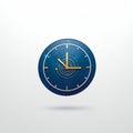 A digital illustration of a round clock featuring a deep blue face with a starry sky Royalty Free Stock Photo