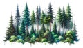 Digital illustration of a serene forest with diverse trees