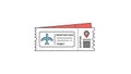 Illustration of a paper boarding pass with airplane icon and departure details for travel or flight booking concepts Royalty Free Stock Photo