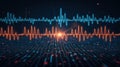 Colorful seismic wave patterns on digital screen with vibrant glow