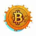 Bitcoin Vector Illustration: Cybersteampunk Art With Bright Colors And Bold Shapes