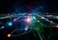 A digital illustration showing a complex network resembling a neural or circuit board pattern. It Royalty Free Stock Photo