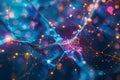 Digital illustration showing intricate neural network structure with interconnected nodes enabling AI data processing Royalty Free Stock Photo