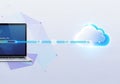 The image conveys the concept of cloud computing and data transfer Royalty Free Stock Photo