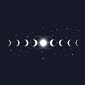 A digital illustration showing the phases of the moon against a dark background. The sequence Royalty Free Stock Photo