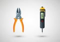 A digital illustration showing two tools: a pair of diagonal cutters Royalty Free Stock Photo