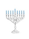 Digital Illustration of Silver Menorah for Chanukah