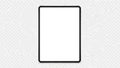 A modern black digital tablet device mockup with a blank white screen in portrait orientation on a transparent background Royalty Free Stock Photo