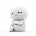 Sad 3D Character Sitting Alone, Feeling Depressed and Lonely Royalty Free Stock Photo
