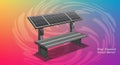 A digital illustration of a smart bench featuring two solar panels positioned above a Royalty Free Stock Photo