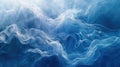 Digital illustration of soothing blue smoke waves creating a serene abstract background for peaceful design elements