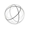 A digital illustration of a sphere created by intersecting black lines on a white Royalty Free Stock Photo