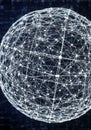 A digital illustration of a spherical network composed of intricate, white Royalty Free Stock Photo