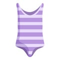 Digital illustration of a stylish purple striped onepiece swimsuit