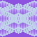 Digital illustration of a symmetrical neon pattern of rectangular geometric shapes. 3d rendering Royalty Free Stock Photo