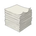 A digital illustration of a tall stack of paper sheets, neatly arranged in a vertical pile. Royalty Free Stock Photo