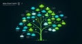 A digital illustration of a tree structured as an infographic. The tree features a Royalty Free Stock Photo
