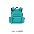 A digital illustration of a turquoise backpack with black straps and white zipper accents, Royalty Free Stock Photo