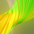 Digital illustration of a twisted, brightly colored abstract shape in green and yellow. 3d rendering