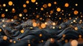 A digital illustration of a wave-like pattern with glowing orange and yellow circles. Royalty Free Stock Photo