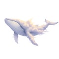 A digital illustration of a whale characterized by its body made of clouds, blending Royalty Free Stock Photo