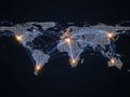 Global Digital Network Map With Connected Points Royalty Free Stock Photo