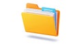 A digital illustration of a yellow file folder standing upright, containing several Royalty Free Stock Photo