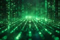 Digital image of abstract background with green light and digital code lines glowing in the dark, creating an atmosphere of f Royalty Free Stock Photo