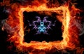 Digital Image of an Alien Entity Surrounded by Fire