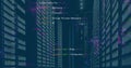 Digital image of binary coding data processing over computer servers against blue background Royalty Free Stock Photo