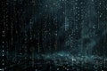 Digital image of black background, digital rain of numbers falling from the sky. the numbers form complex patterns that resem Royalty Free Stock Photo