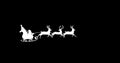 Digital image of black silhouette of santa claus and christmas tree in sleigh Royalty Free Stock Photo