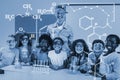 Composite image of digital image of chemical formulas Royalty Free Stock Photo