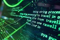 Digital image of  closeup of computer code on the screen, with 