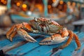 Digital image of crab in a blue table. fresh seafood seafood, high quality, high resolution Royalty Free Stock Photo