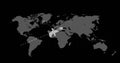 Digital image of data processing over world map against black background Royalty Free Stock Photo