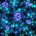 Nodes resemble glowing neurons interconnected by vibrant branching Royalty Free Stock Photo