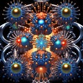 Intricate Microcosmic Techno-Organic Spheres in Symmetrical Array