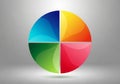 A digital image featuring a circular pie chart divided into four equal Royalty Free Stock Photo