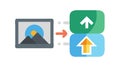 Digital Image File Transfer Concept with Upload Arrows, vector design Generative AI Royalty Free Stock Photo