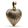 A digital image of a gold heart-shaped locket accompanied by a chain Royalty Free Stock Photo