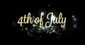 4th of July text and blue fireworks 4k Royalty Free Stock Photo