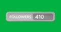 Digital image of a grey follower button with numbers increasing on a green background 4k