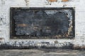 Digital image of grey painted brick and black paint on the ww blackboard on a white wall Royalty Free Stock Photo