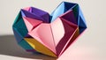 A Digital Image Illustrating A Brilliantly Colorful Origami Heart AI Generative