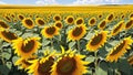 A Digital Image Illustrating An Inspiring Field Of Sunflowers In A Sunny Day AI Generative