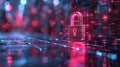 Digital image of the lock. The concept of aesthetic security. Big data flow. Modern data safety backdrop. Generative AI Royalty Free Stock Photo