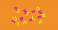 Digital image of multiple numbers and alphabets moving against yellow background Royalty Free Stock Photo