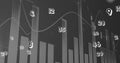 Digital image of multiple numbers floating against financial data processing on grey background Royalty Free Stock Photo